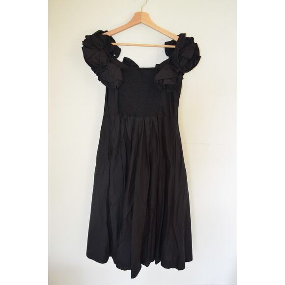 Maeve Ruffled Neckline Off Shoulder Pleated Corina Midi Dress Anthropologie - Picture 7 of 9